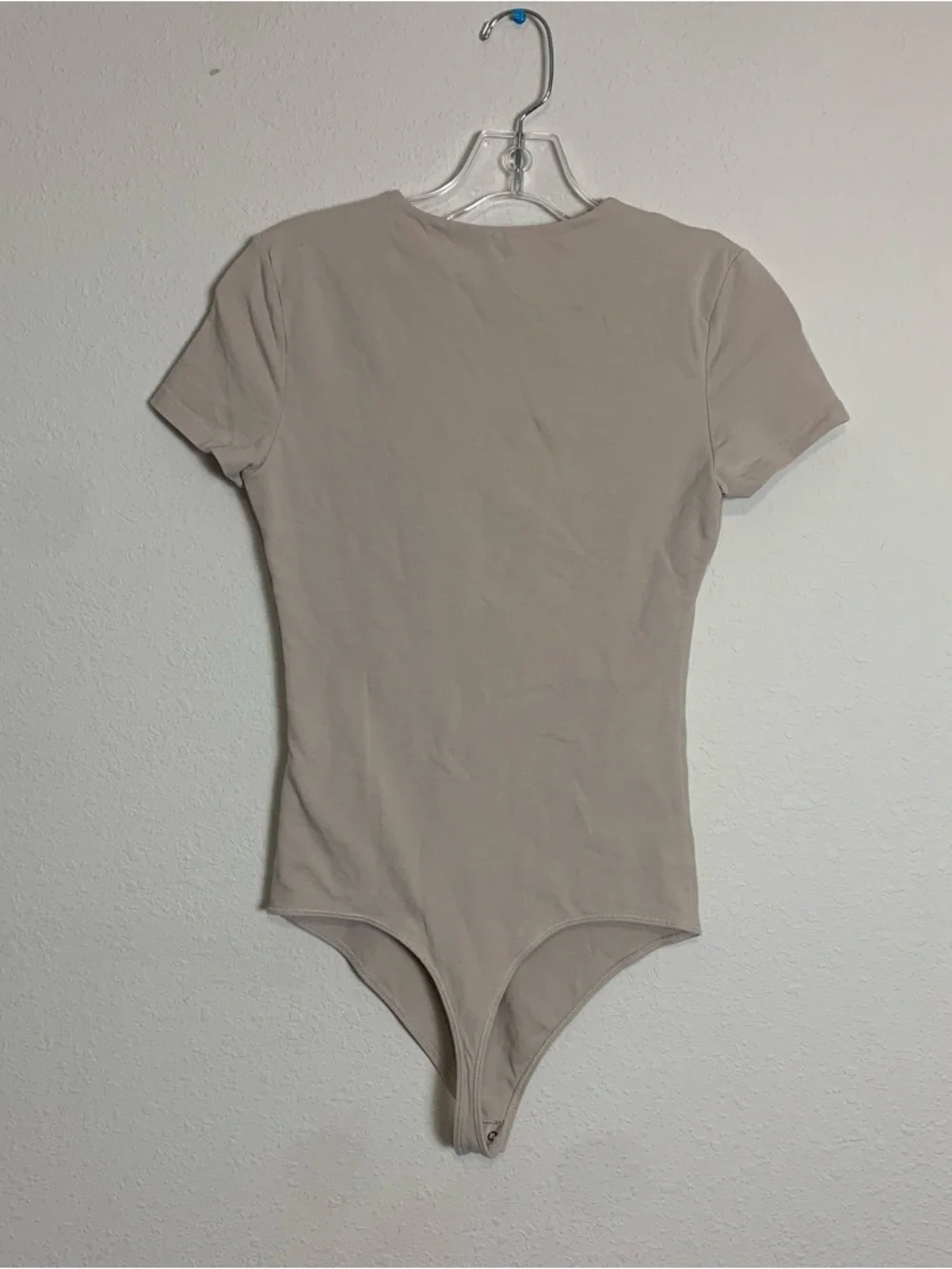 Abercrombie & Fitch Neutral Beige Short-Sleeve Bodysuit Medium Cotton - Picture 3 of 9